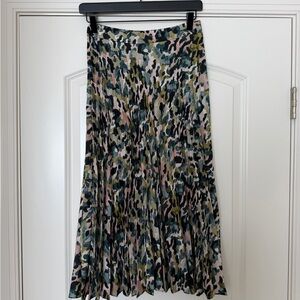 Mango Pleated Midi Skirt in Green Multi Print